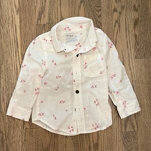 Cat & Jack Kids White Shirt with Red Heart and XO Print